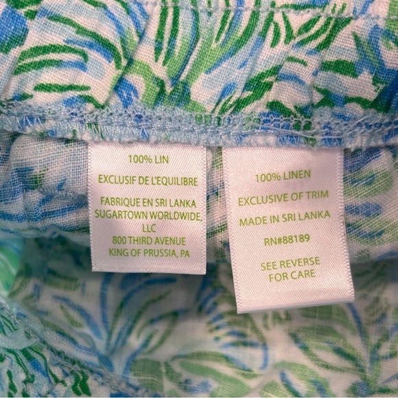 Lilly Pulitzer Lilo Linen Shorts in the Hydra Blue Dandy Lions print - Picture 7 of 8